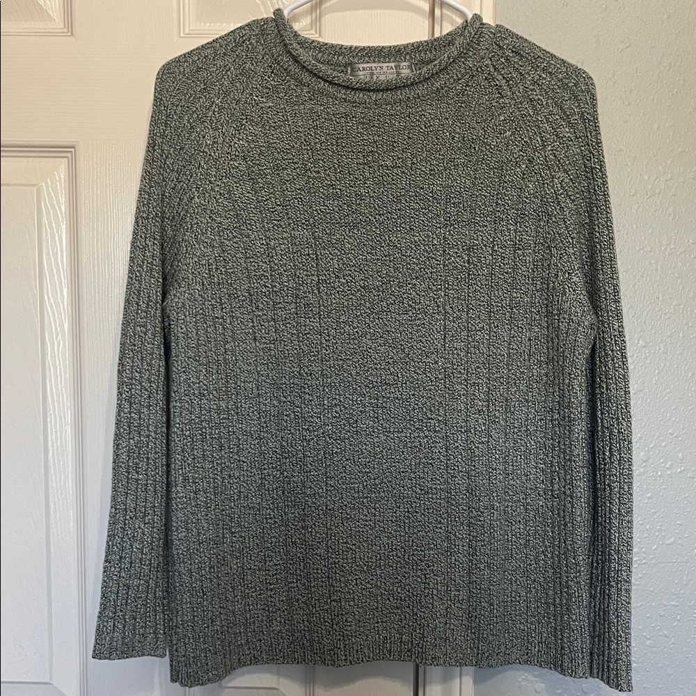 Carolyn Taylor Woman’s Heathered Sage Green Crewneck Sweater
